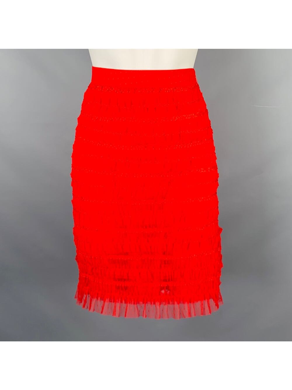 NO BRAND Size 6 Red Polyamide Lace Pencil Skirt